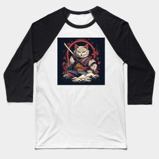 Samurai cat Baseball T-Shirt